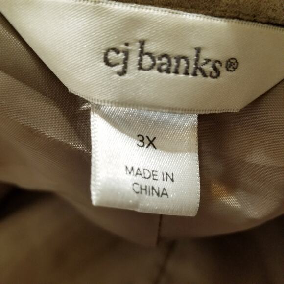 CJ Banks Women's Tan Washable Suede Open Jacket Gathered Hem Down Sleeves Sz 3X - Picture 5 of 7